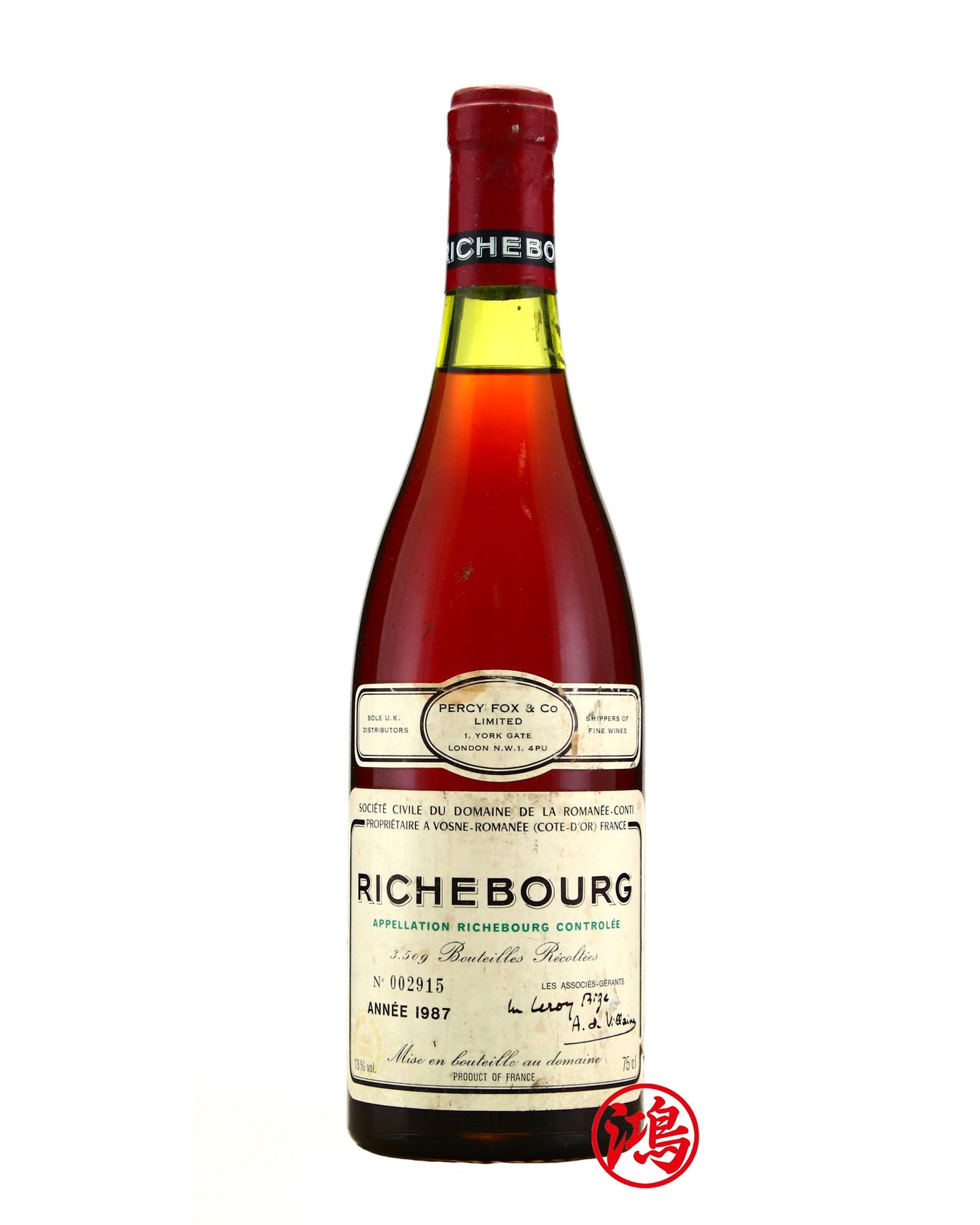 世界頂級紅酒收購： Romanee Conti Richebourg 1987年羅曼尼康帝裡奇堡紅酒回收 - 紅酒回收價格