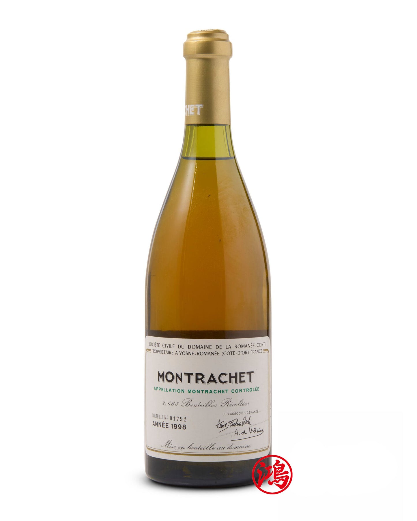 法國紅酒回收：高價回收蒙哈榭葡萄酒Montrachet 1998 Domaine de la Romanée-Conti